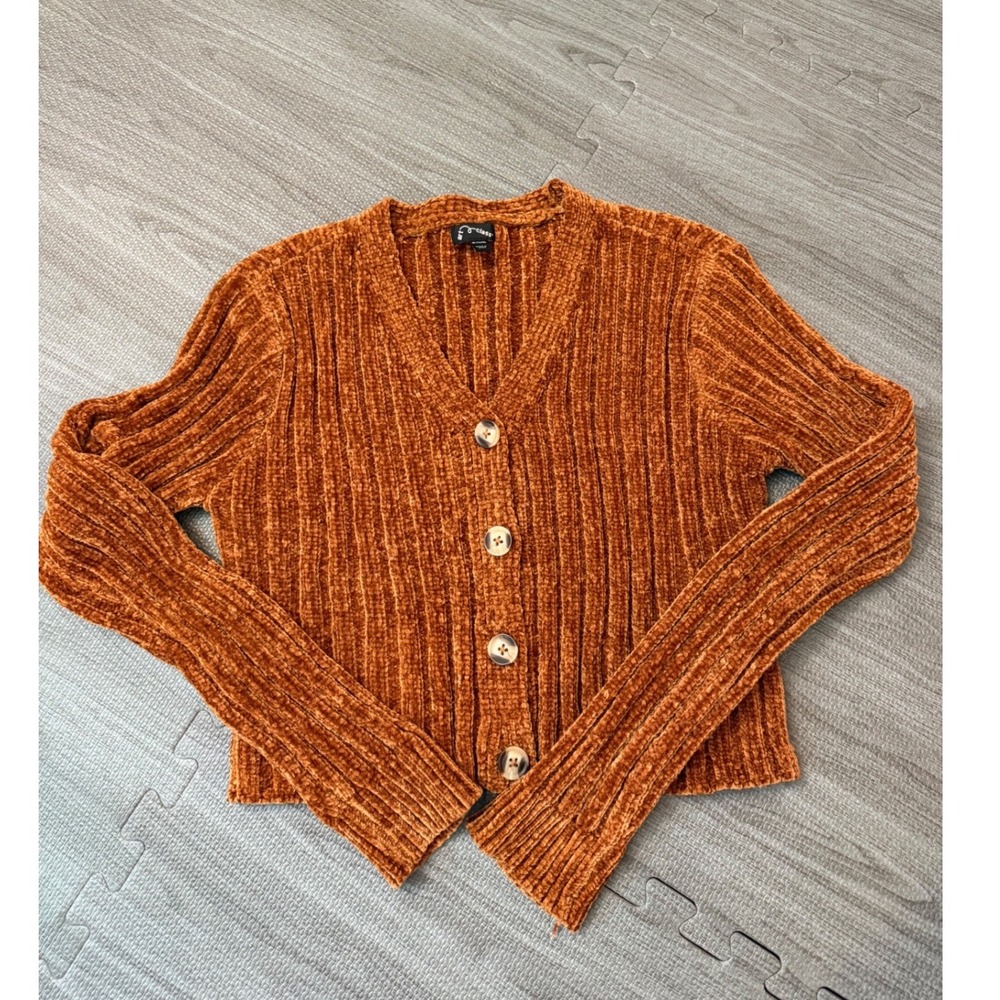 Art‎ Class Girls XL 14/16 Rust Orange Ribbed Chenille Button Front Cardigan